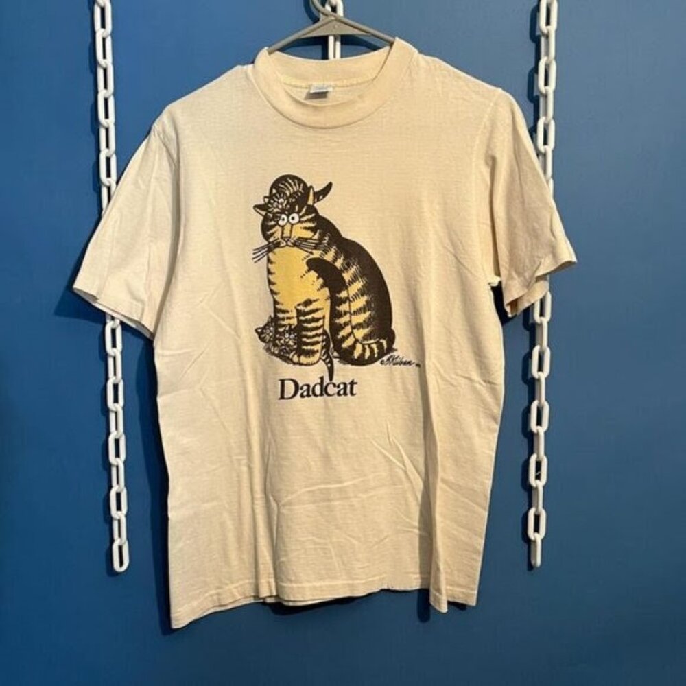Vintage 1970's B Kliban Cartoon Dad Cat T Shirt Crazy Shirt white